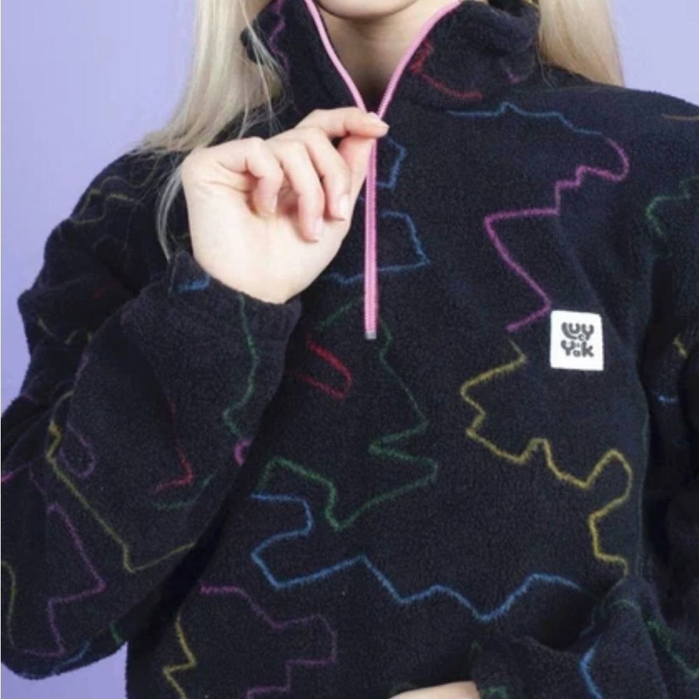Lucy & Yak Blake Recycled Cropped Fleece in Cara Print